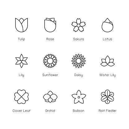 Flower Icon Thin Line Series Vector EPS File.