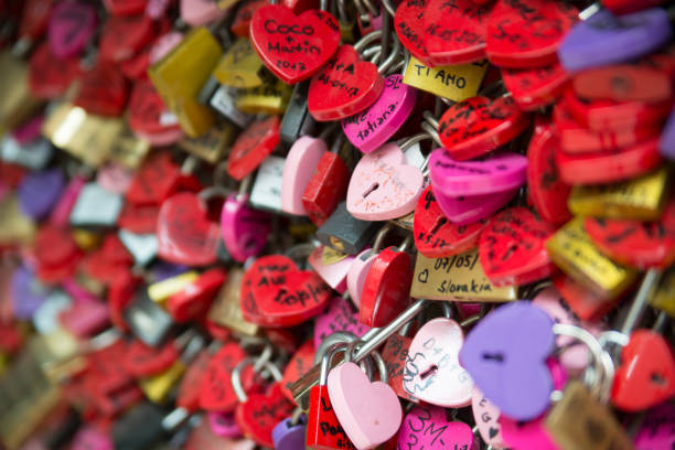 A lot of love locks on top of each other