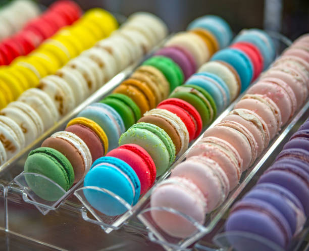 istock Many colorful maccarones in a row 952796064