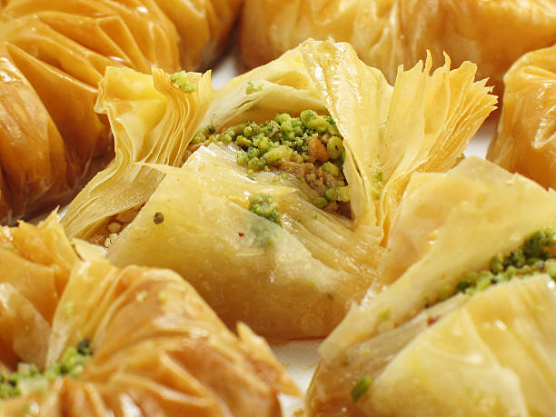 istock Flaky baklava with pistachio nut center 95279920