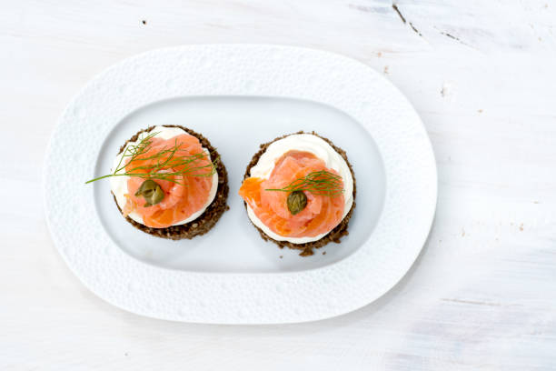 istock Pumpernickel bread with low fat yoghurt & smoke salmon 952800184