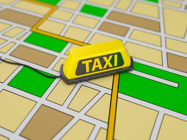 istock Taxi sign on city map 952801546