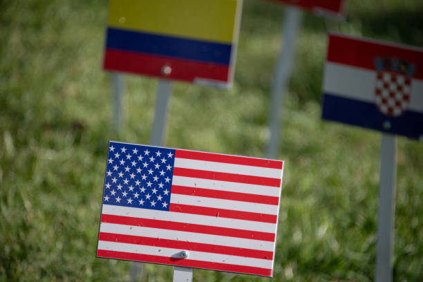 istock usa flag plaque on grass field 952804976
