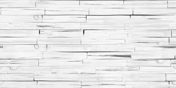 Seamless White Wooden Planks Wall Texture. Wood Pieces Panel Background. 3d Rendering. 3d illustration.