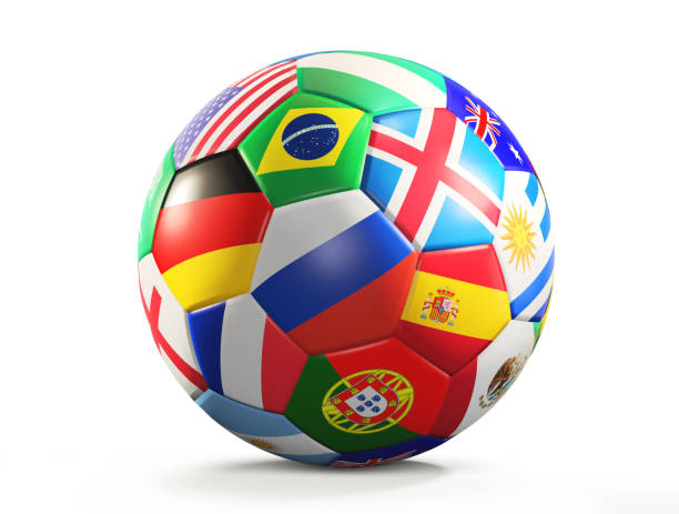 soccer ball with flags design 3d rendering isolated stock photo