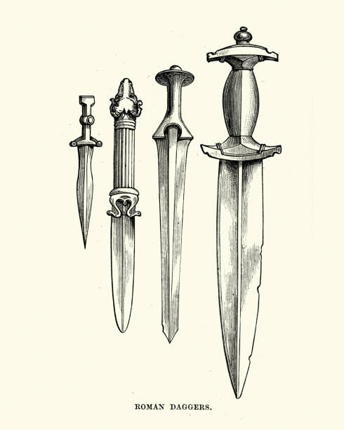 illustrazioni stock, clip art, cartoni animati e icone di tendenza di pugnali romani antichi - blade