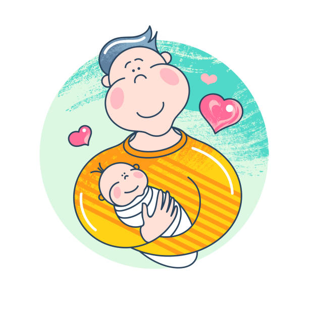 Ilustración de Día De Padres Papá Con Su Bebé Personajes De Dibujos Animados  Atractivos y más Vectores Libres de Derechos de Adulto - iStock