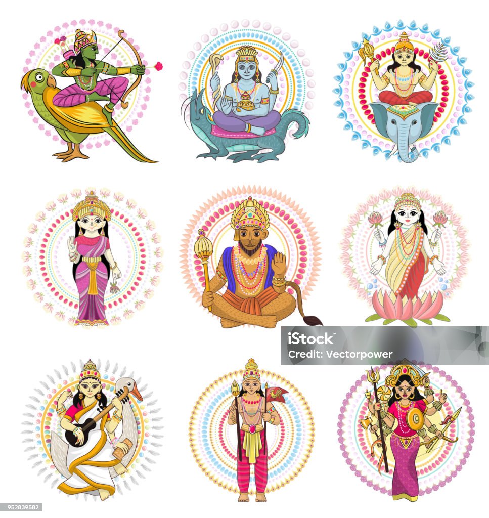 Indian God Vector Hinduism Godhead Of Goddess And Godlike Idol ...