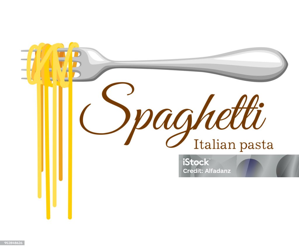 Pasta roll on the fork. Italian pasta with fork silhouette. Black fork with spaghetti on the yellow background. Hand holding a fork with spaghetti. Pasta roll on the fork. Italian pasta with fork silhouette. Black fork with spaghetti on the yellow background Hand holding a fork with spaghetti. Spaghetti stock vector