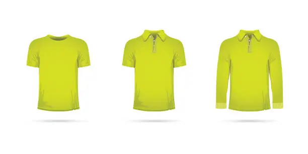 Vector illustration of a lime green t-shirt set