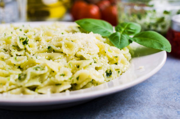 istock Traditional Italian pasta with pesto 952864228