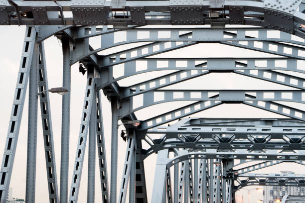 istock Support above the bridge, steel structure close-up. 952865032