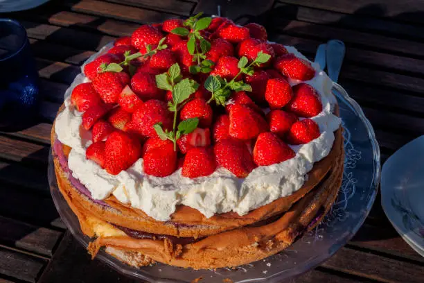Strawberry cake for a swedish midsummer celebration