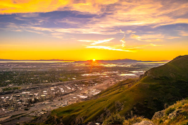 Sunset in Salt Lake City, Utah stock photo