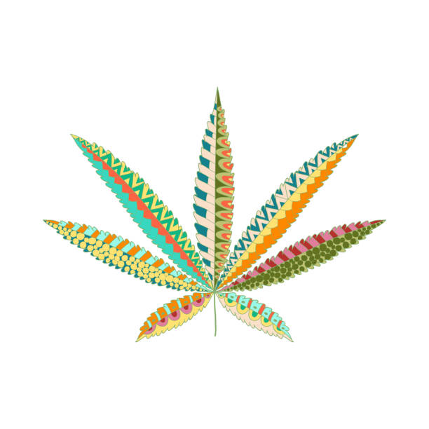 Hemp Cannabis Leaf. Marijuana ornamental silhouette. Hemp Cannabis Leaf. Marijuana ornamental silhouette. Hippie ornamental pattern. Rastafarian tattoo design. Isolated vector illustration. marijuana tattoo stock illustrations