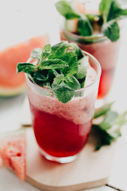 Watermelon lemonade with mint leaves