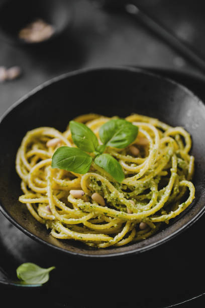 istock Delicious served pasta in black plate 952897528