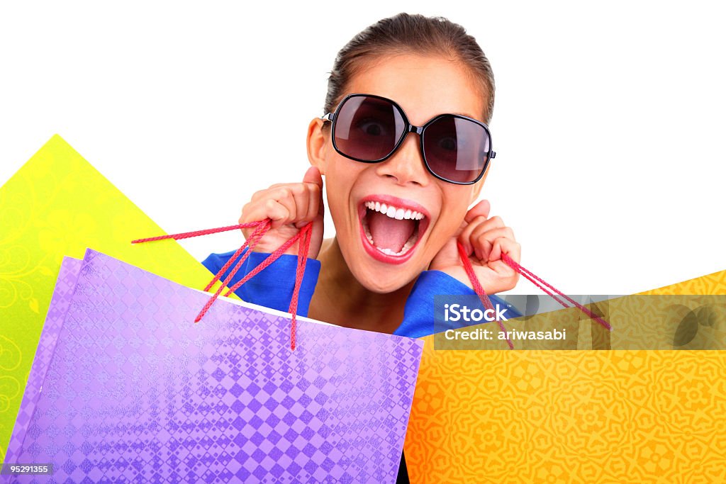 Funny woman shopping  Hysteria Stock Photo