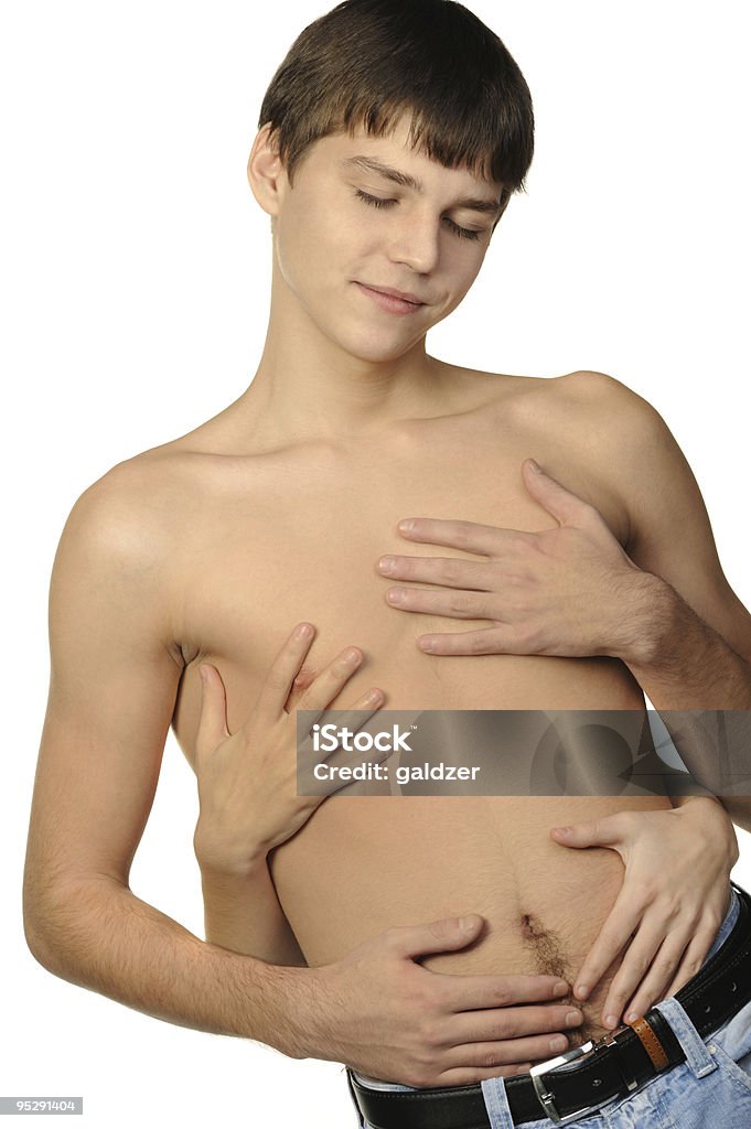 Young the man with female and hands on a torso  Women Stock Photo