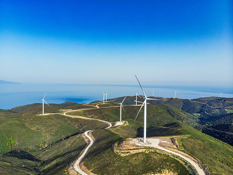 Panoramic view of wind mills on Tenerife