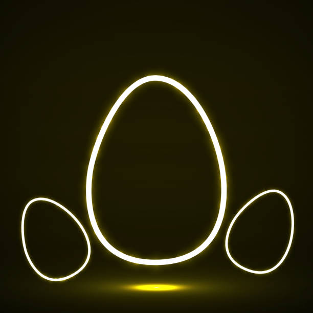 illustrazioni stock, clip art, cartoni animati e icone di tendenza di uova di pasqua incandescenti al neon - easter greeting card eggs illuminated