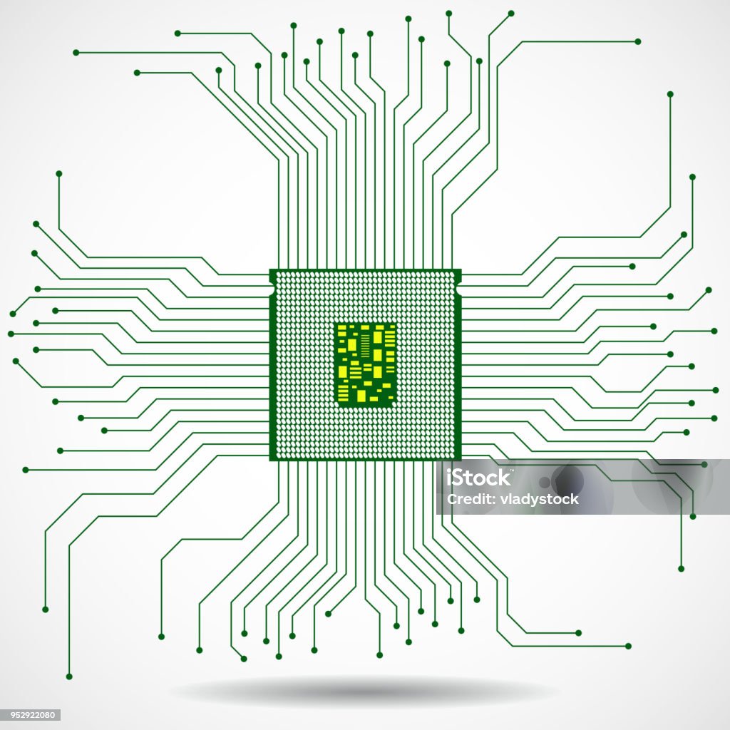 Cpu Microprocessor Microchip Technology Symbol Stock Illustration ...