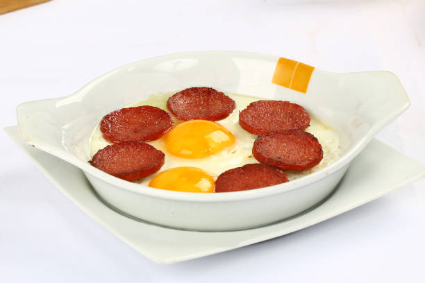 istock Fried egg with sausage - Turkish Sucuk 952926760