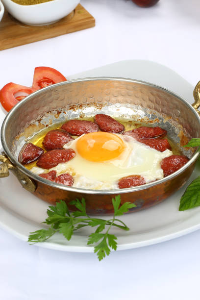 istock Fried egg with sausage - Turkish Sucuk 952927424