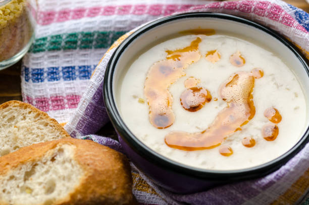 istock Traditional soup made with bulgur, flour, eggs, yoghurt.ready to serve hot soup with bread 952930062
