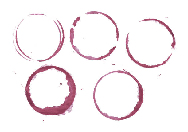 istock Red wine stain rings isolated on white background 952947344