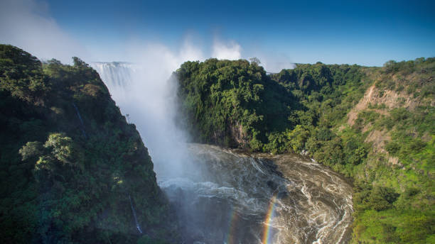 Landscape view of Mosi-oa-tunya (Victoria Falls - Smoke that thunders), taken from the Zimbabwe side, which has the best views, zimbabwe, southern africa