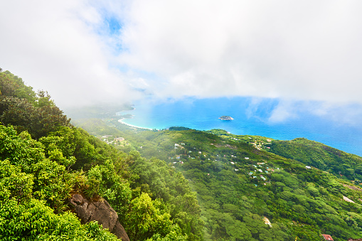 Panoramic view on grand anse fron view of Morne Blanc hill, Seychelles, Mahe
