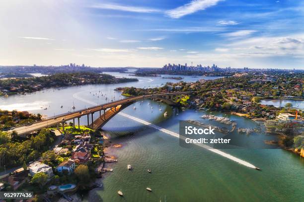 D Sy Gladesville Br 2 Cbd Boat Stock Photo - Download Image Now - Sydney, West - Direction, Bridge - Built Structure