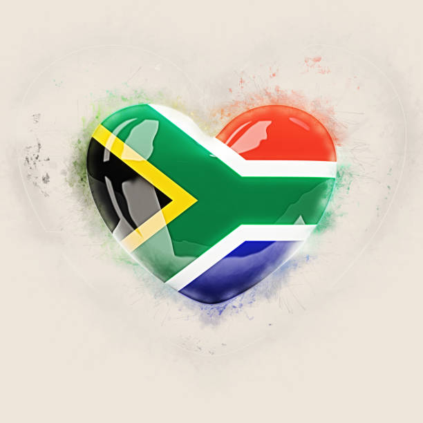 Heart with flag of south africa stock photo