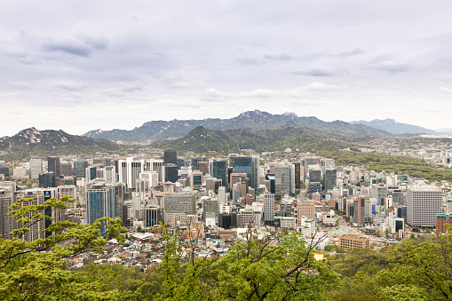 Seoul, South Korea - April 24, 2018:Seoul cityscape from the top of Namsan Tower
