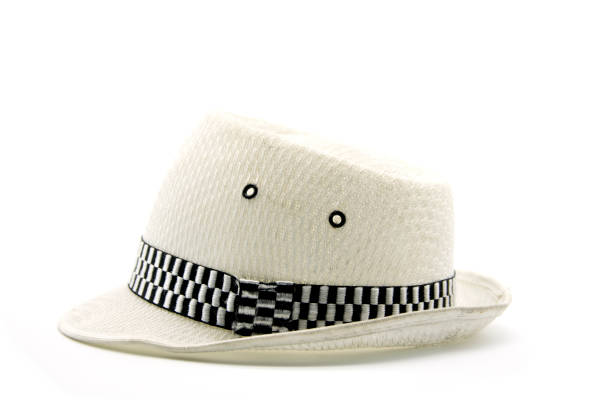 istock Vintage white pretty straw hat isolated on white background. Beside view. 952999968