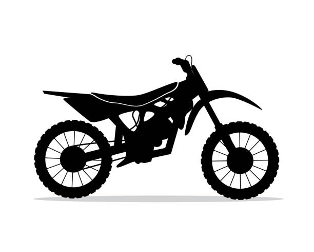 illustrazioni stock, clip art, cartoni animati e icone di tendenza di illustrazione di design silhouette moto, design stile silhouette - scrambling