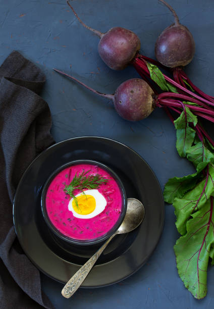 istock Cold soup with yogurt beets and cucumbers. okroshka. 953011292