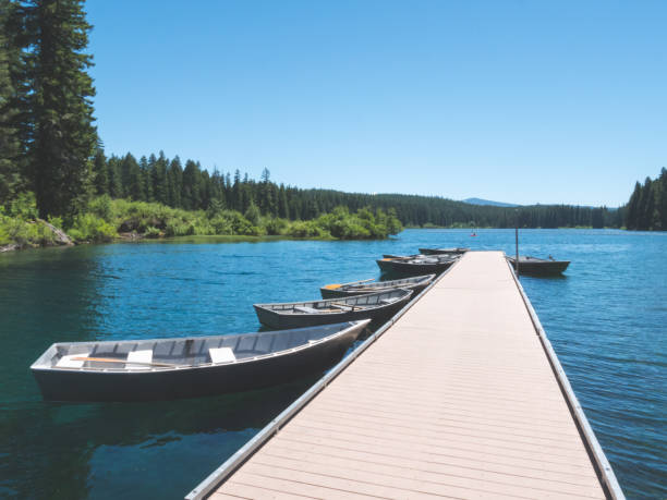 istock Rowboats moored at dock 953018136