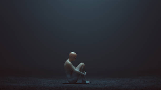 istock Evil Spirit Sitting down with its side to camera in a foggy void 953018900