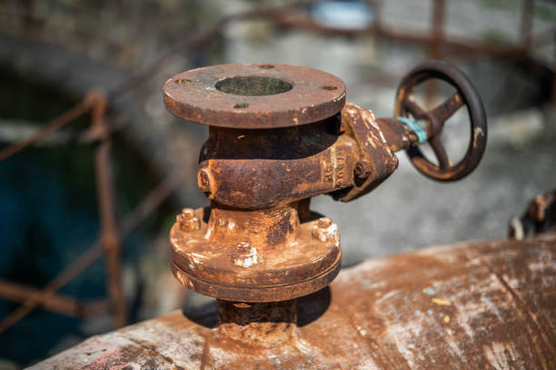 istock Rusty old industrial tube and valve 953019132
