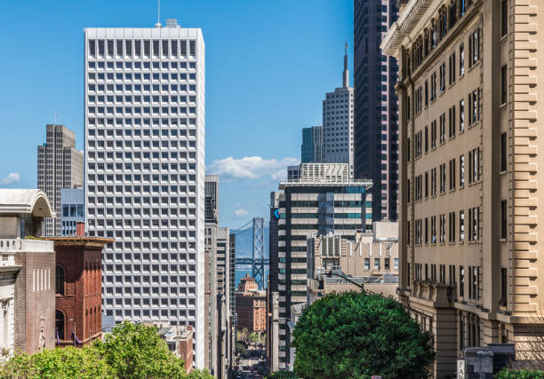 Classic view of downtown San Francisco with Bay Bridge