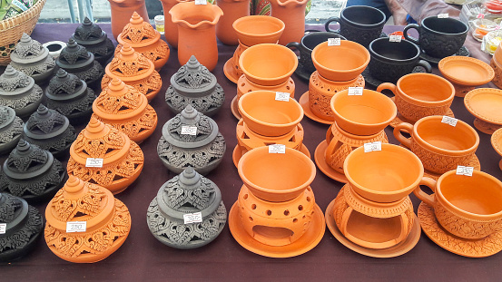 Mini Thai style earthenware for sell with price tag , Thai culture style