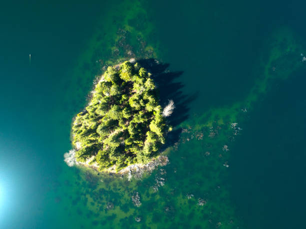istock Small Island From Above Emerald Green Lake 953023538