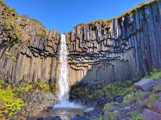 Svartifoss  waterfall in Skaftafell in Vatnajökull National Park in Iceland