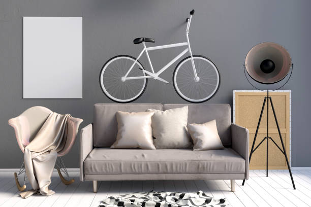 istock Modern interior with sofa and chair.  3d illustration. 953026832
