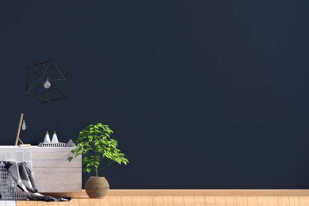 istock Modern interior with credenza.Wall mock up. 3d illustration. 953026834
