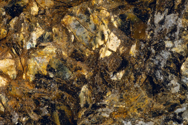 Macro photography of mica in the rock.