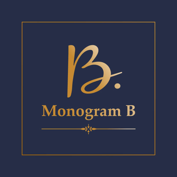 litera b odręczna. złoty monogram b. - capital letter luxury blue image stock illustrations