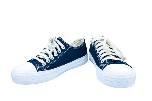 istock Sneakers dark blue thick fabric. Isolated on white background. 953036306
